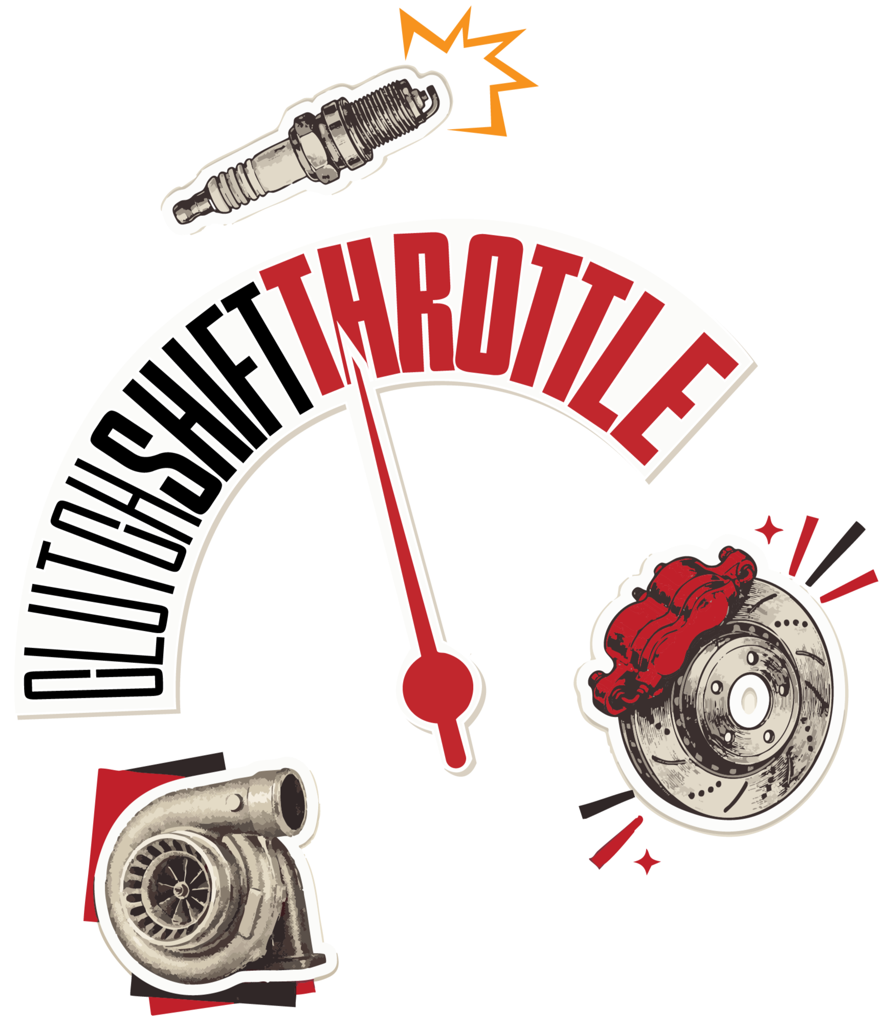 Clutch Shift Throttle logo styled as a speedometer gauge